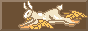 An animated dark background button of a yellow rabbit with wings on his paws moving from right to left. After that words flash on button that state: Hermes guides me