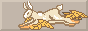 An animated light background button of a yellow rabbit with wings on his paws moving from right to left. After that words flash on button that state: Hermes guides me
