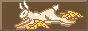 A dark background button of a yellow rabbit with wings on his paws moving from right to left. After that words flash on button that state: Hermes guides me