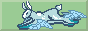 A light background button of a light blue rabbit with wings on his paws moving from right to left. After that words flash on button that state: Hermes guides me